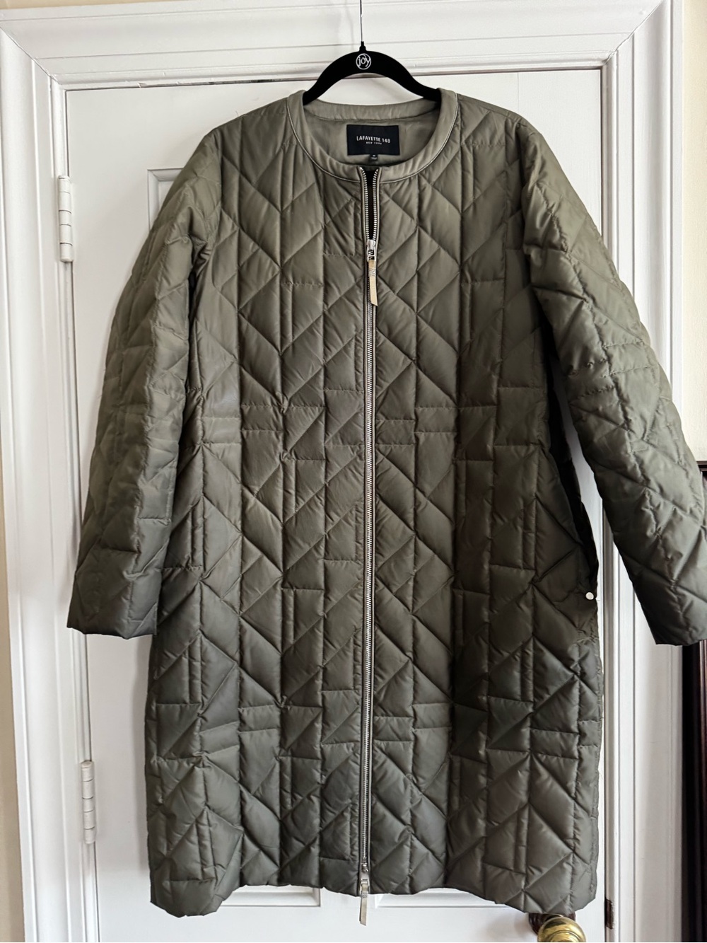 Lafayette 148 New York Olive Quilted Midweight Coat